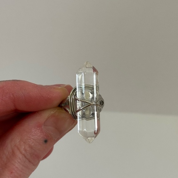 ✨4/$25✨ Boho Adjustable Clear Quartz Crystal Ring - Handmade Artisan Jewelry - Picture 3 of 5